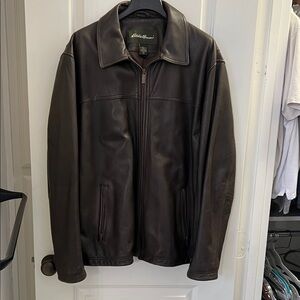 Eddie Bauer Men's Dark Brown Leather Jacket